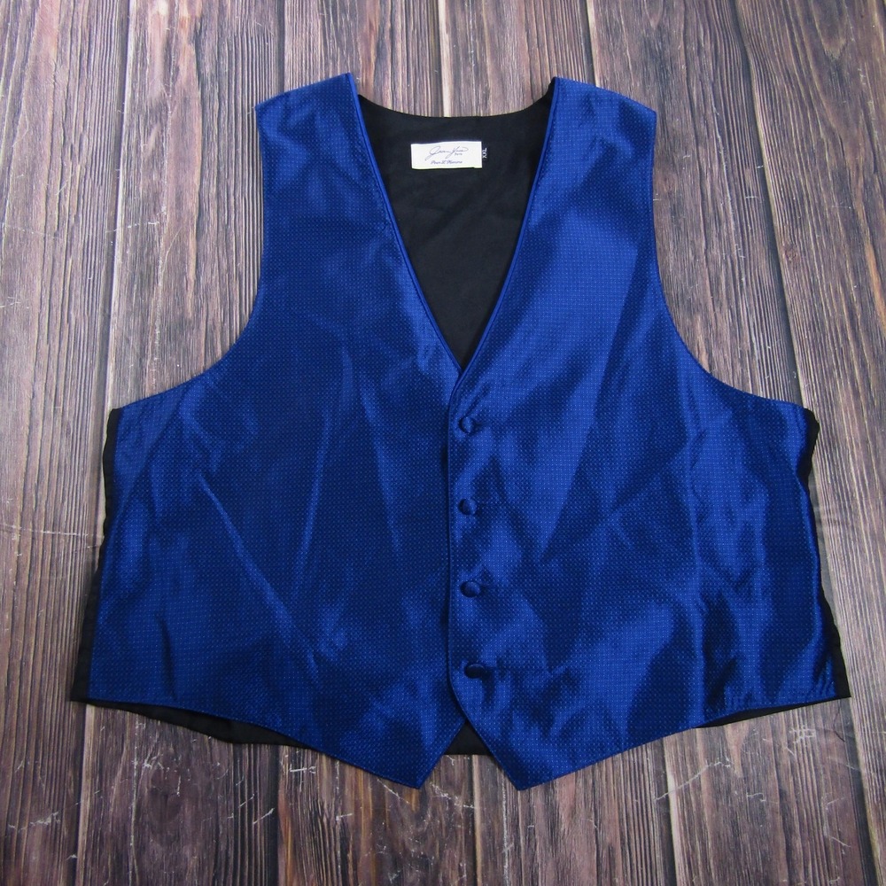 Suit Vest Jean Yves Mens 2XL Blue Solid Belted Tuxedo Formal‎ Waistcoat Wedding